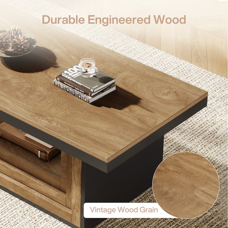 47" Modern Coffee Table With Two-Tone Finish