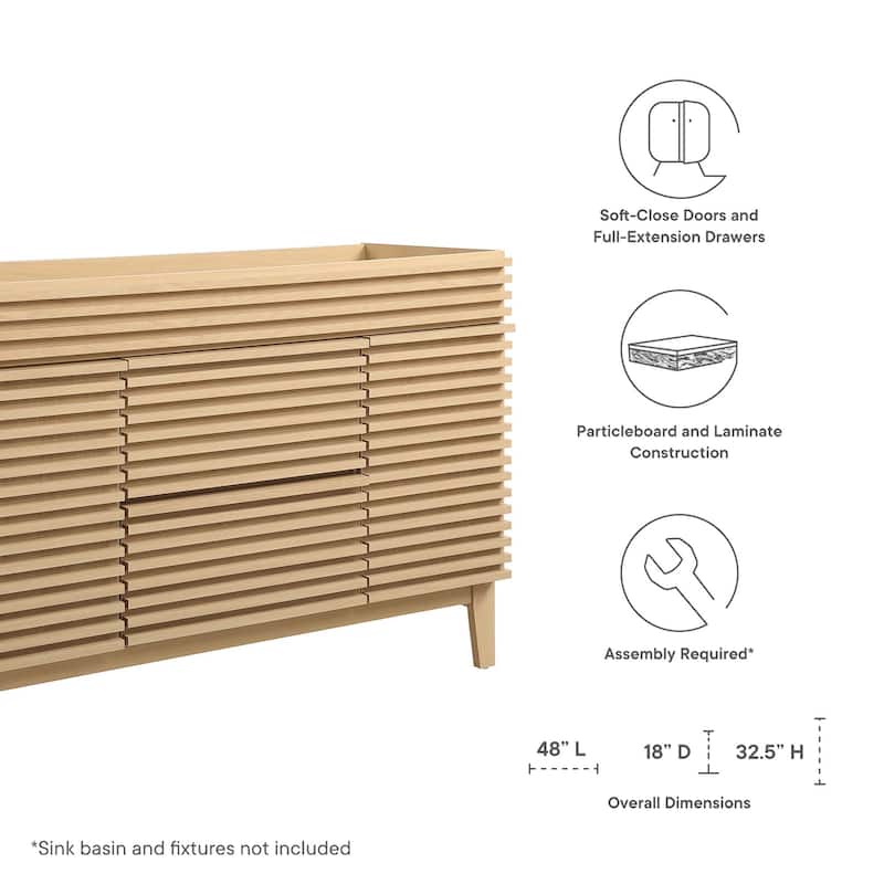 Render 48" Single Sink Compatible (Not Included) Bathroom Vanity Cabinet
