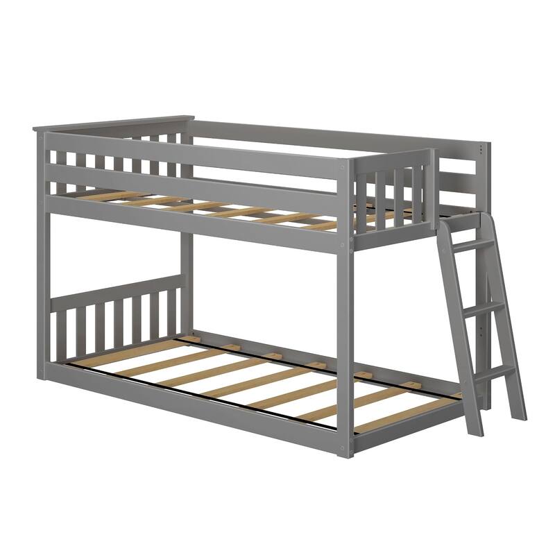 Max and Lily Twin over Twin Low Bunk Bed with Ladder on End