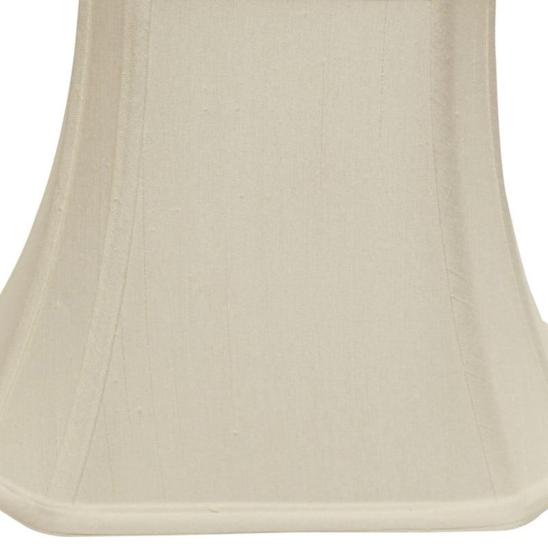 Cut Corner Rectangle Bell Softback Lampshade with Washer Fitter, White Natural Fabric Lampshade for Table Lamps