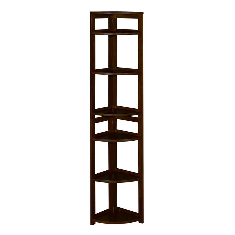 Fairway 67" High Corner Folding Bookcase- Mocha Walnut