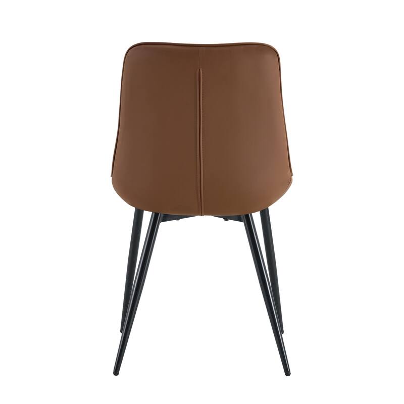 Modern Fabric Dining Chair w/ Grid Pattern and Metal Frame (Set of 2)