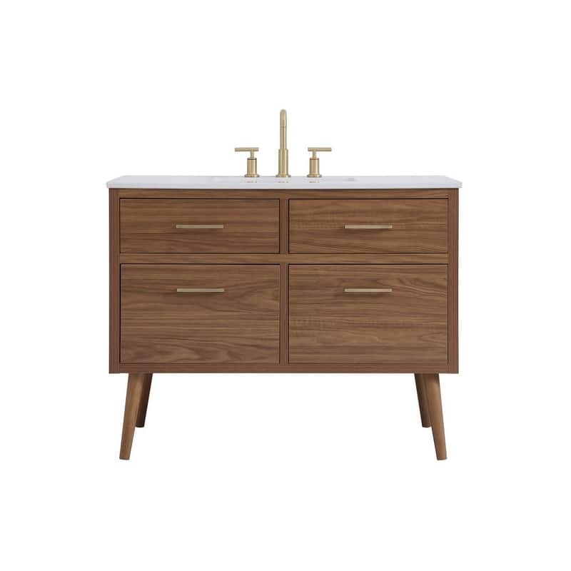 Elegant Lighting VF41042 Boise 42" Free Standing Single Basin Vanity - Walnut Brown - Walnut Finish