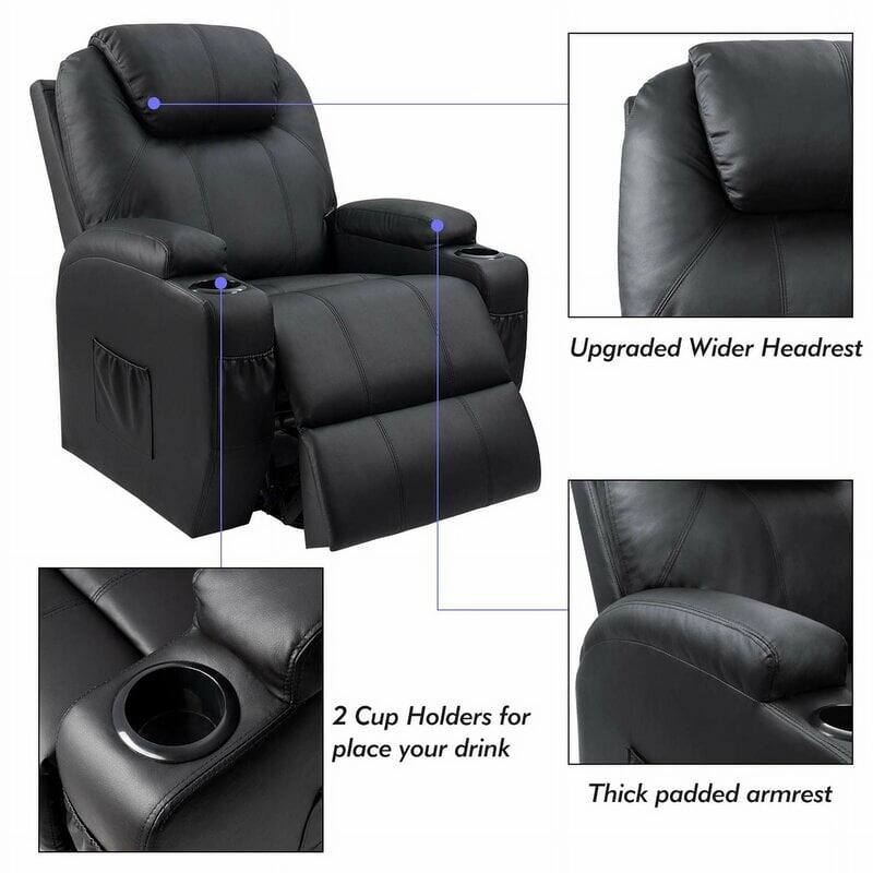 Furniwell Power Lift Recliner Chair for Elderly with Heat, Side Pocket, Living room