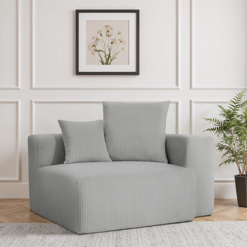 Corduroy Upholstered Modular Sectional Sofa with Ottoman