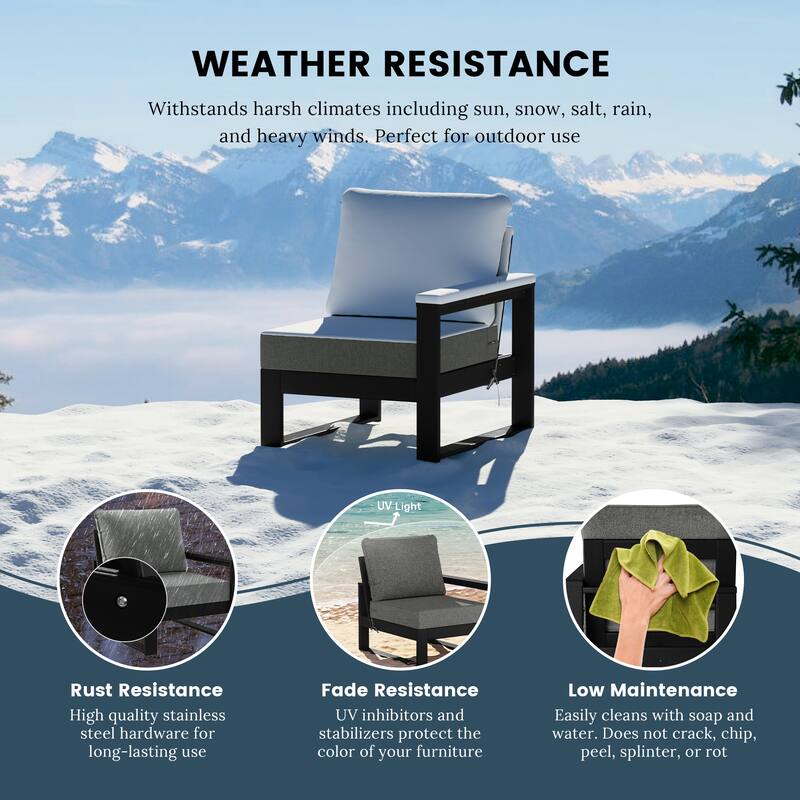 Polytrends Endless Patio Deep Seating Right Arm Chair with Black Frame