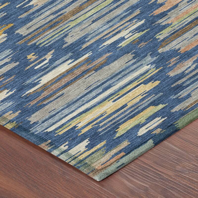 Machine Washable Indoor/ Outdoor Modern Trellis Chantille Rug