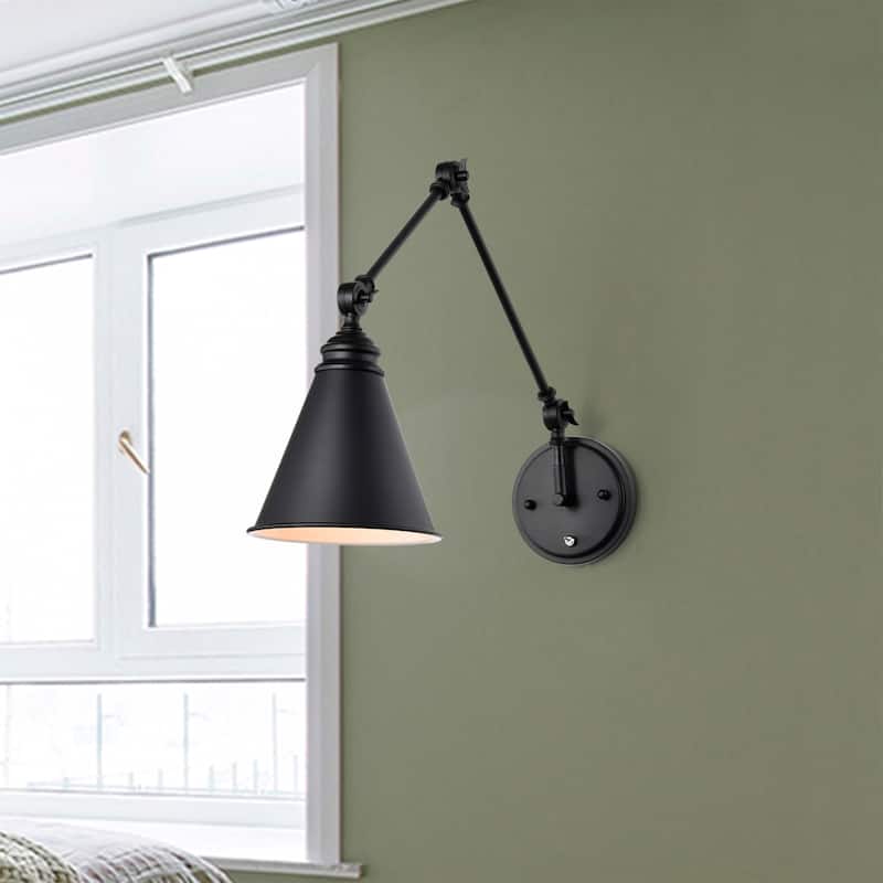 Esmerelda Wall Lamp Sconce Matte Black Swing Arm 1-light - Matte Black