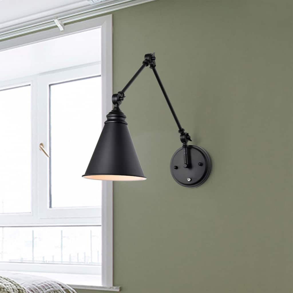Esmerelda Wall Lamp Sconce Matte Black Swing Arm 1-light