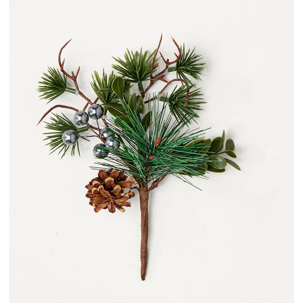 7" Pine Needle & Pine Cone Pick, Charcoal Gray, Set of 6