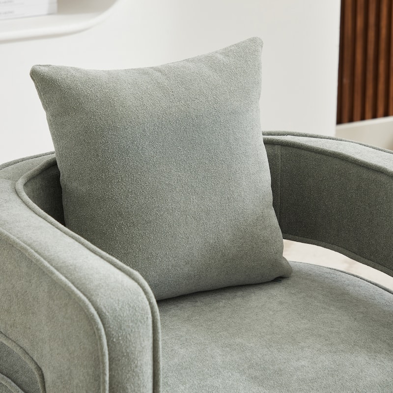 29"W Boucle Upholstered Swivel Armchair Single Sofa