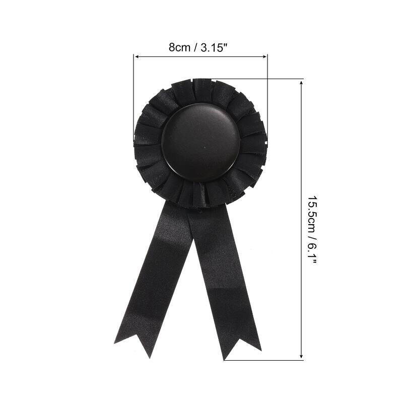 12Pcs Blank Award Ribbon, Rosette Ribbon Prize Recognition Ribbon - Black