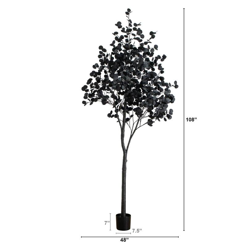 Pre-Lit Artificial Halloween Eucalyptus Potted Tree - 9' - Orange and Purple LED Lights