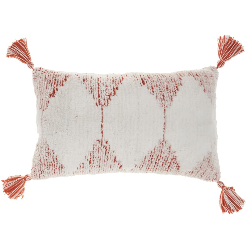 57 Grand by New Concept Washables Woven Triangles Tassel Throw Pillow , ( 12" x 20" )