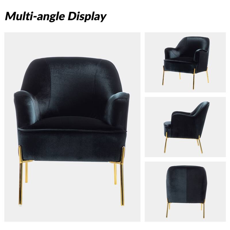 Nora Modern Velvet Accent Chair with Golden Metal Legs Set of 2 by HULALA HOME