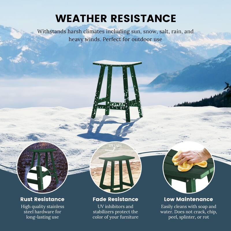 Laguna Hdpe All Weather Outdoor Patio 24" Saddle Seat Counter Stool (Set Of 2)