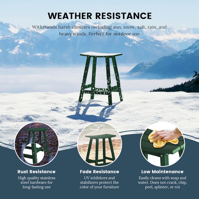 Laguna Hdpe All Weather Outdoor Patio 24" Saddle Seat Counter Stool