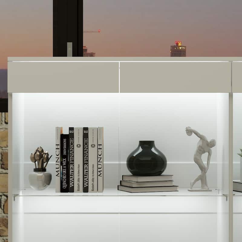 Modular Large display case,Bar Cabinet with glass doors,drawers,lights