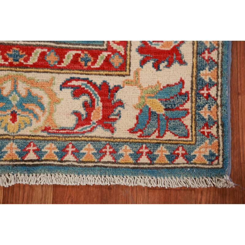 Blue Kazak Foyer Rug Hand-Knotted Wool Carpet - 2'8"x 4'2"