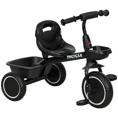 Adjustable Toddler Tricycle for Kids Ages 2-5 with Safety Features, Basket, and Puncture-Resistant Wheels