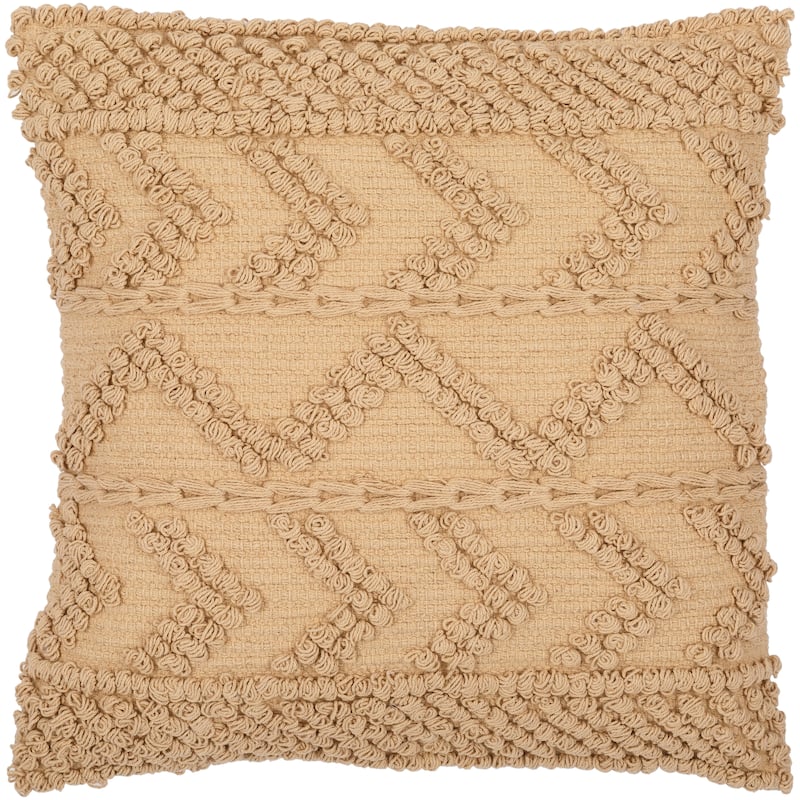 Artistic Weavers Nadra Textured Chevron Bohemian Pillow - Tan - 22"H x 22"W - Polyester