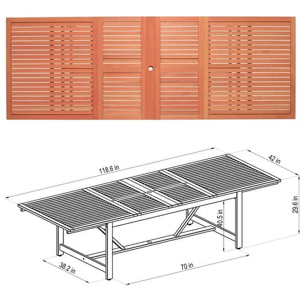 dimension image slide 0 of 3, Amazonia Myers FSC Certified Wood 11pc Outdoor Dining Patio Set