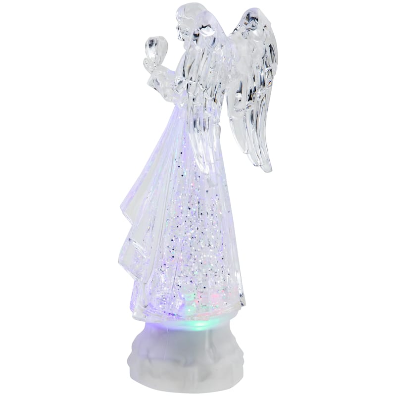 LED Lighted Acrylic Angel Christmas Snow Globe - 8.75"