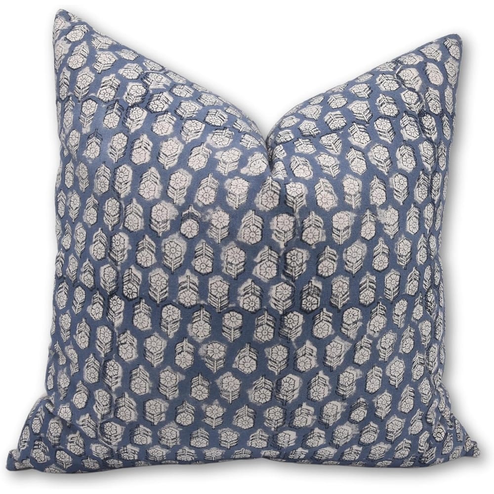 Fabdivine Vintage Floral Block Print Linen Cushion Cover Rustic Decor,Tulsi Buti