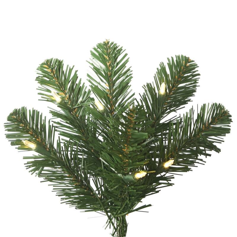 Vickerman 7.5' Oregon Fir Slim Artificial Christmas Tree, Wide Angle Single Mold Warm White LED Lights - Green