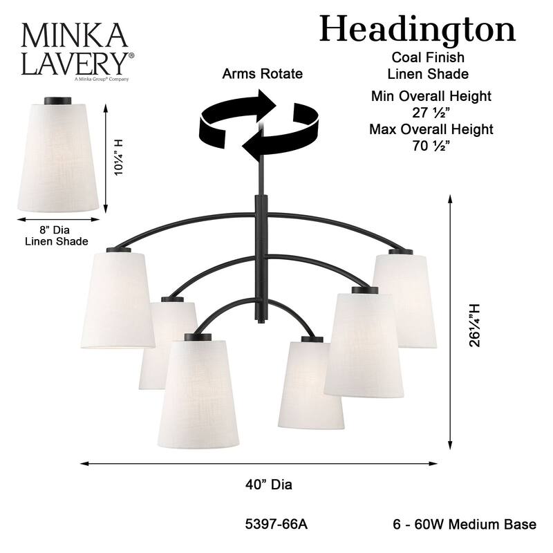 Minka Lavery 5397 Headington 6 Light 40" Wide Chandelier