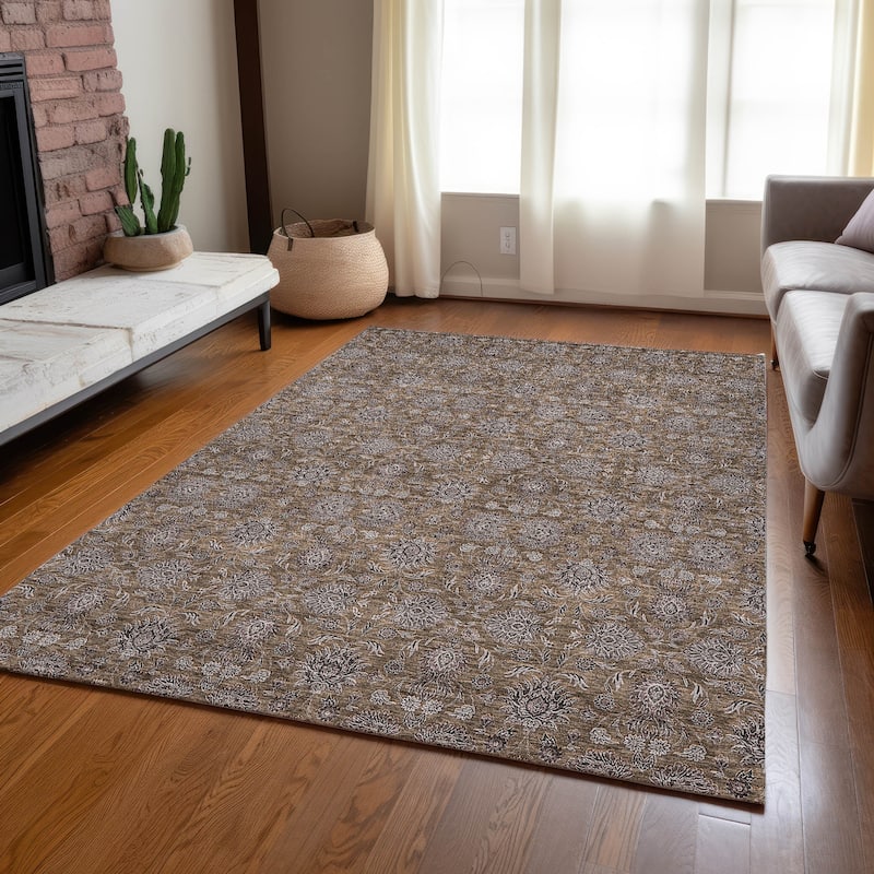 Machine Washable Indoor/ Outdoor Chantille Traditional Floral Rug