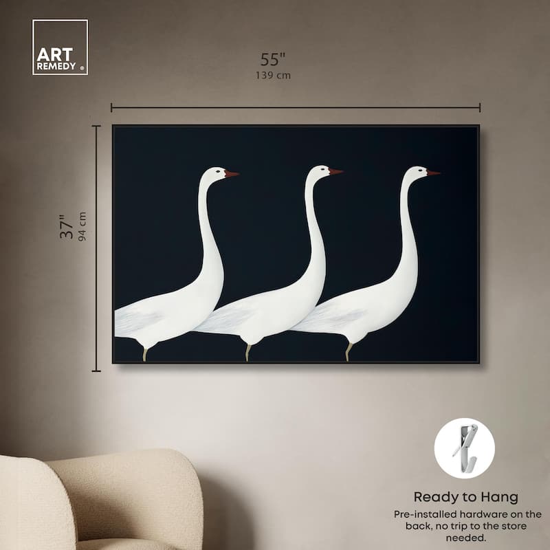 Trio of Swans Canvas by Art Remedy