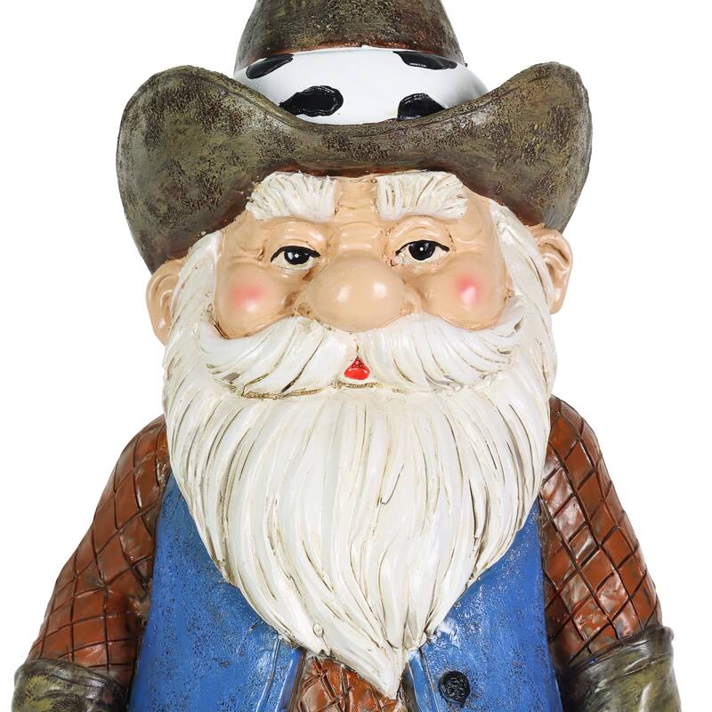 Exhart Bronco Billy Cowboy Gnome Garden Statue, 6 by 13.5 Inches