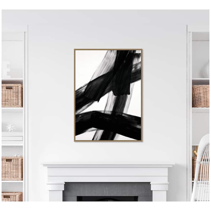 Kate and Laurel Black Mark No. 3 by Amy Lighthall Framed Canvas Wall Art Print