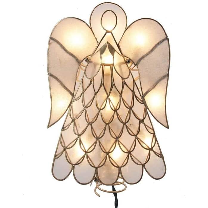 Kurt Adler 9.5-Inch UL 10-Light Capiz Angel Treetop - 9.5"