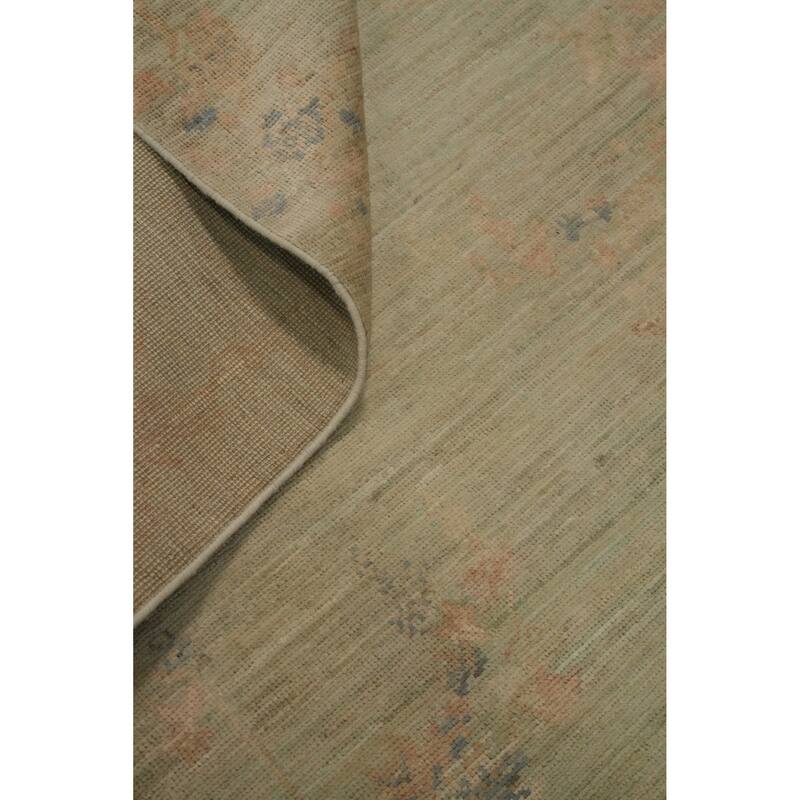 Hand Knotted Oriental 100% Wool Carpet Traditional Floral Green Ziegler Runner Rug - 10' 1'' X 3' 1''