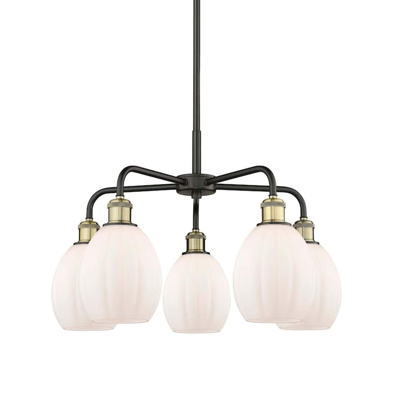 Innovations Lighting 516-5CR-16-24 Eaton Chandelier Eaton 5 Light 24" - Black Antique Brass / Matte White