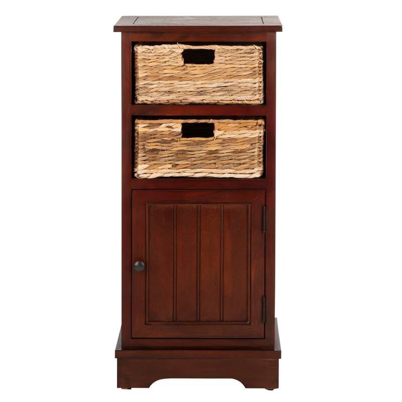 SAFAVIEH Golda Distressed Black Storage Cabinet - 15.9" x 11.8" x 35" - 16Wx12Dx35H - Cherry