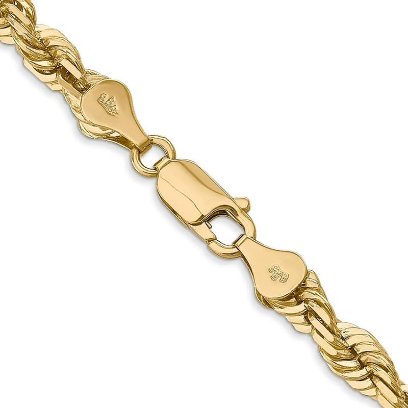 Curata 14k Yellow Gold 5.5mm Diamond-Cut Rope Chain Anklet Bracelet - 9 Inch - Lobster Claw