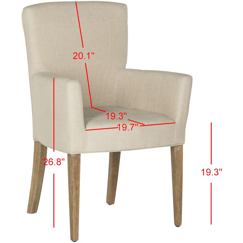 SAFAVIEH Kandace Taupe Arm Chair - 26.8" x 25.8" x 39.2" - 27Wx26Dx39H