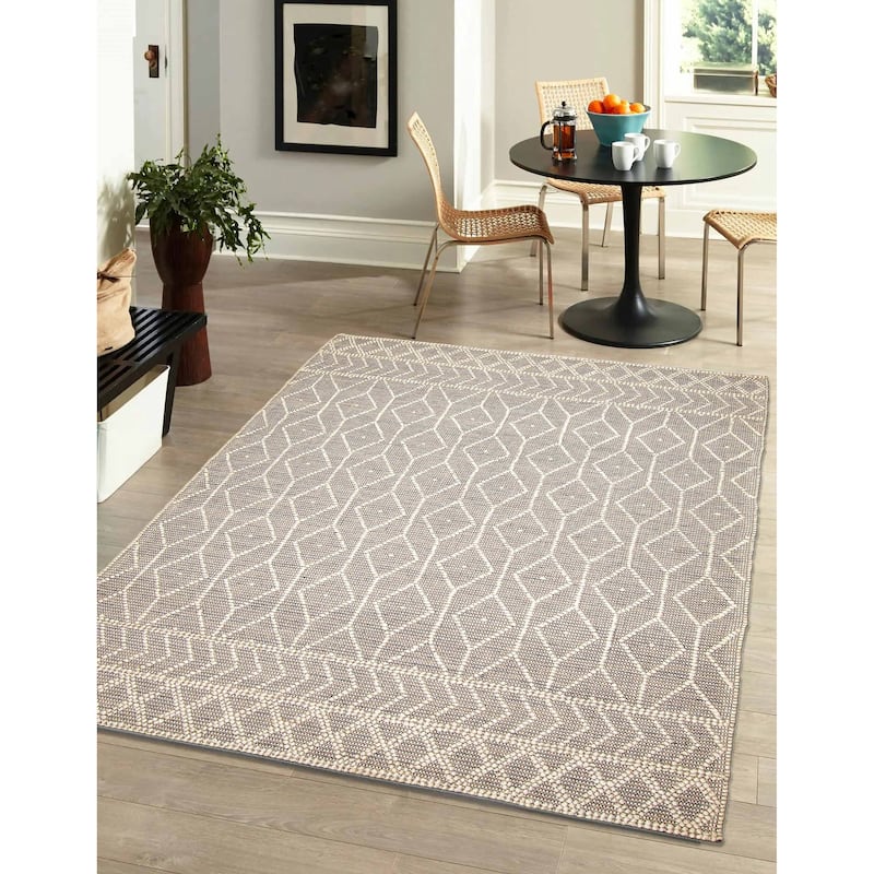 ECARPETGALLERY Braid weave Sienna Grey Wool Rug - 6'0 x 8'5