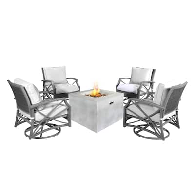 Kai 32" Square Concrete Propane Fire Pit Set for Patio (40,000 BTU)
