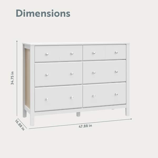dimension image slide 2 of 3, Storkcraft Horizon 6 Drawer Dresser - GREENGUARD Gold Certified, Interlocking Drawer System