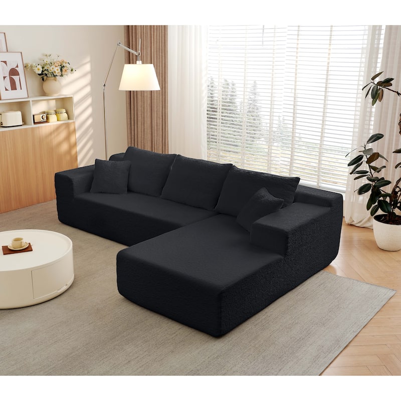 GDFStudio - 104" Cloud Modern Innovative Chenille Modular Sofa with L-Shape Chaise and Deep Seat, No Assembly Required