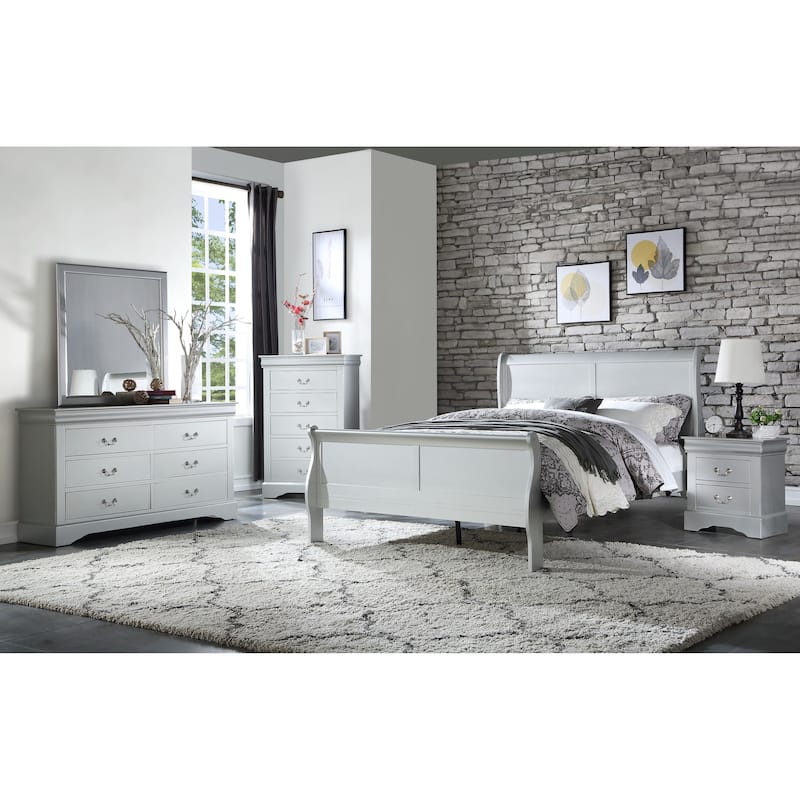 Transitional Solid Wood Platform Bed with Strong Slats Support for Bedroom
