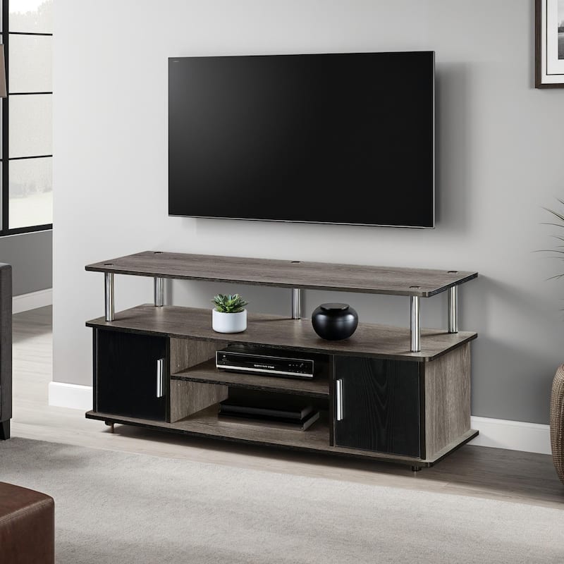Convenience Concepts Designs2Go Monterey 55 inch TV Stand with Cabinets and Shelves - Weathered Grey/Black