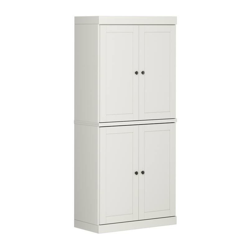 Palace Imports 100% Solid Wood Pantry Cabinet, Shaker Doors, Adjustable Shelves, 32" Wide, 71.5" Tall - Off White