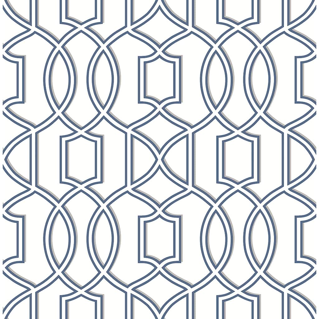 A-Street Prints Quantum Blue Trellis Wallpaper