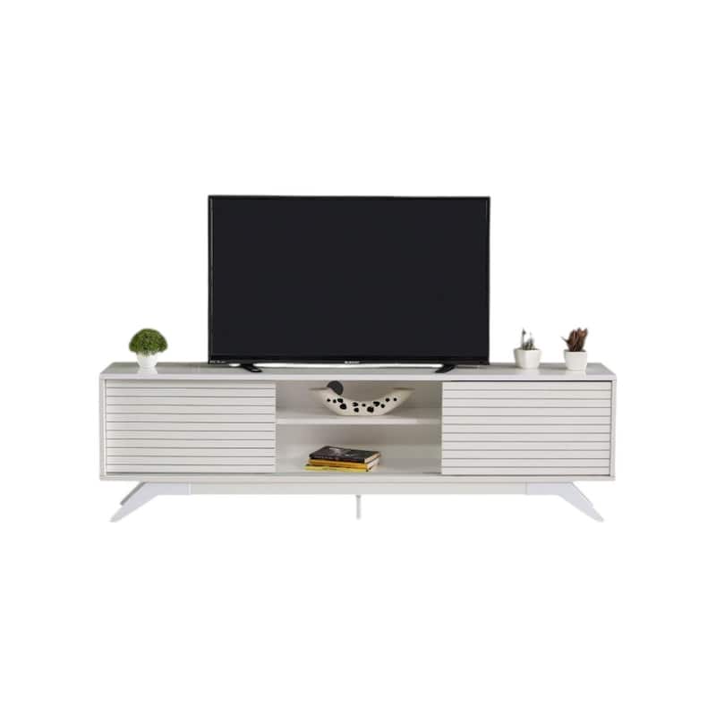 Lucina Modern TV Stand with 2 Sliding Door Cabinet 2 Shelves, Living Room Entertainment Center