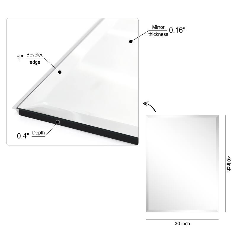 Frameless Beveled Prism Wall Mirror - Clear